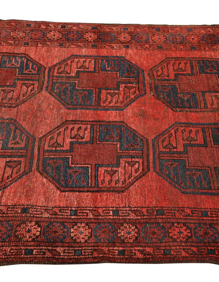 Detail image of  3' 8 x 7' 4  Hand Knotted Afghan Akhche Wool Runner Rug