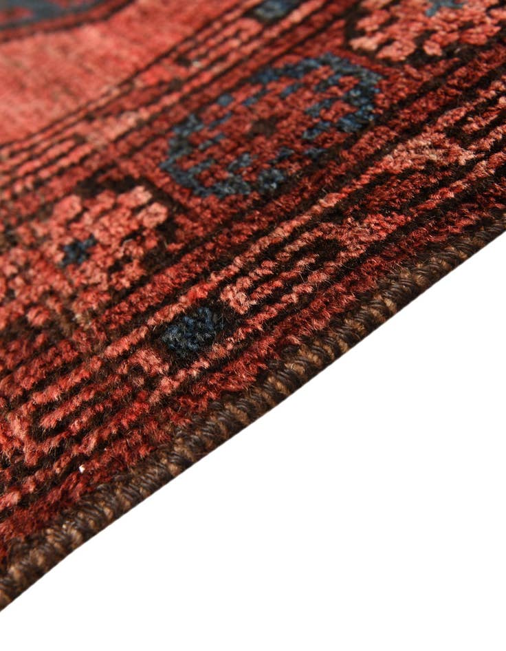 Detail image of  3' 8 x 7' 4  Hand Knotted Afghan Akhche Wool Runner Rug