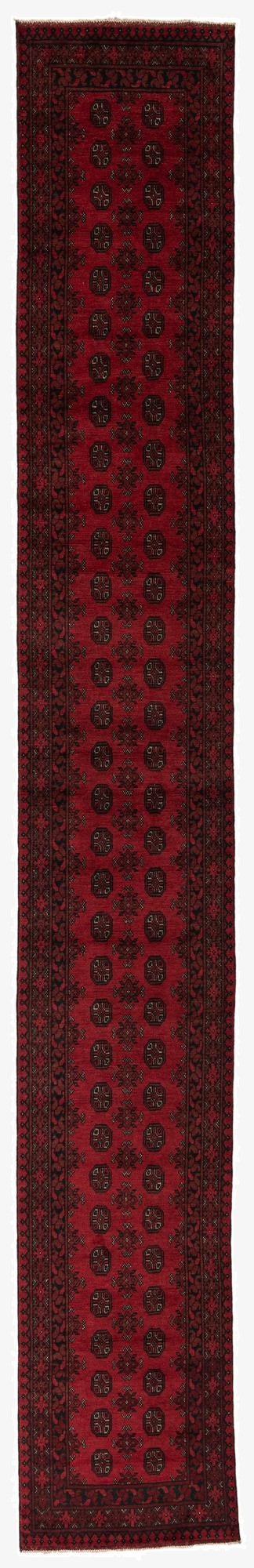  2' 8 x 18' 10  Hand Knotted Afghan Akhche Wool Runner Rug