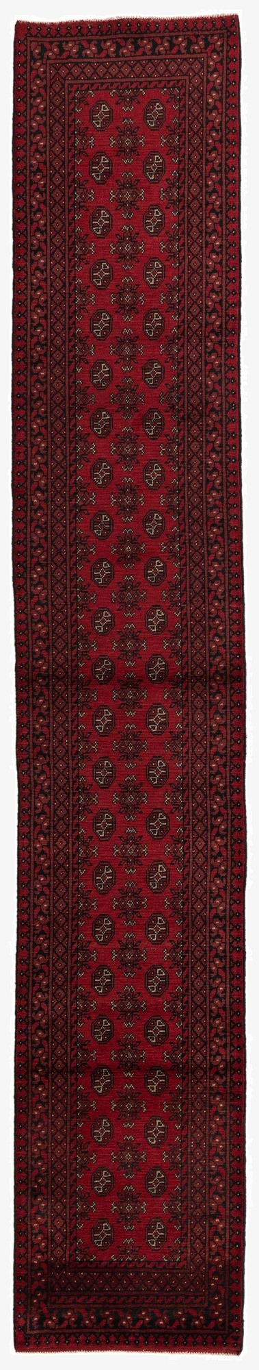  2' 9 x 15' 7  Hand Knotted Afghan Akhche Wool Runner Rug