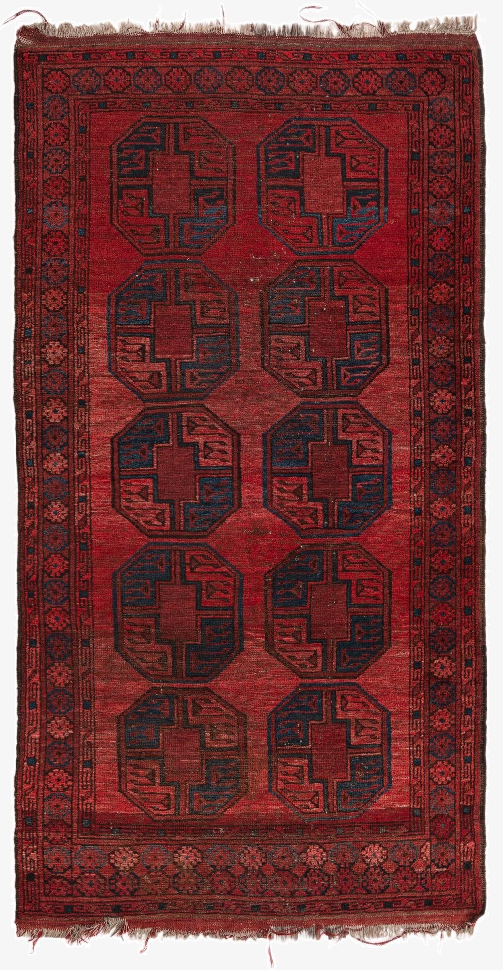  3' 8 x 7' 4  Hand Knotted Afghan Akhche Wool Runner Rug