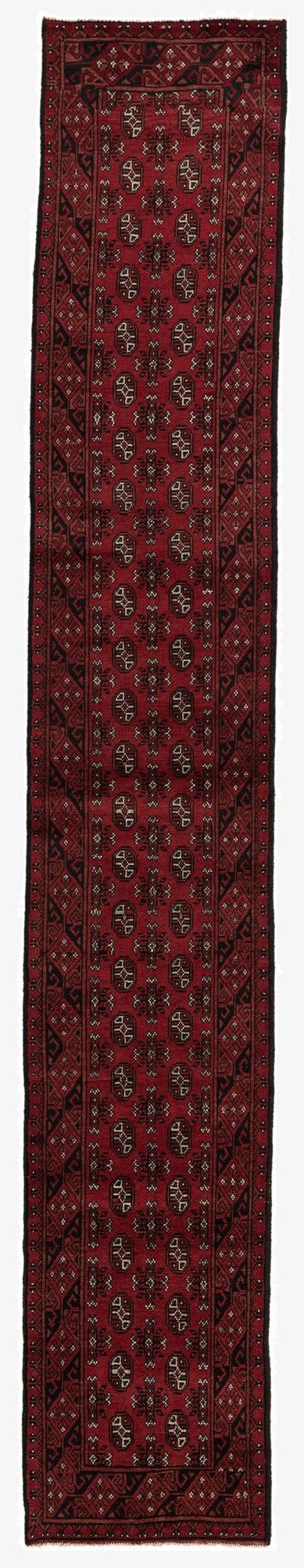  2' 7 x 15' 9  Hand Knotted Afghan Akhche Wool Runner Rug