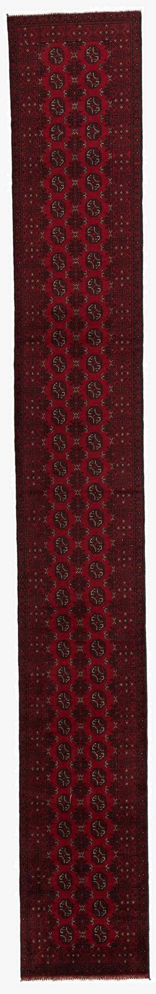  2' 7 x 19'  Hand Knotted Afghan Akhche Wool Runner Rug