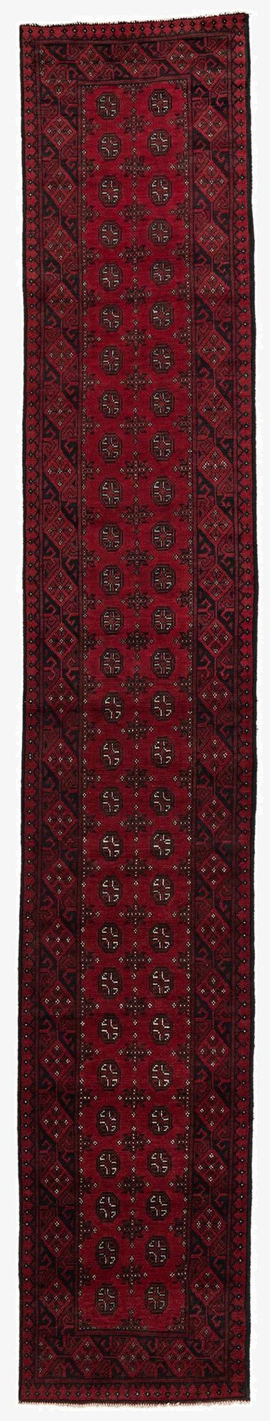  2' 9 x 15' 9  Hand Knotted Afghan Akhche Wool Runner Rug