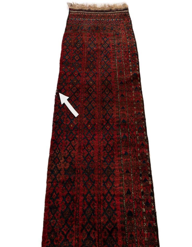 Detail image of  2' 7 x 7' 8  Hand Knotted Balouch Wool Runner Rug