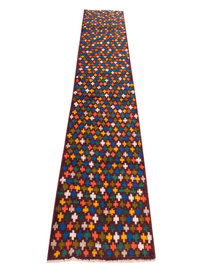 Detail image of  2' 10 x 9' 10  Hand Knotted Balouch Wool Runner Rug