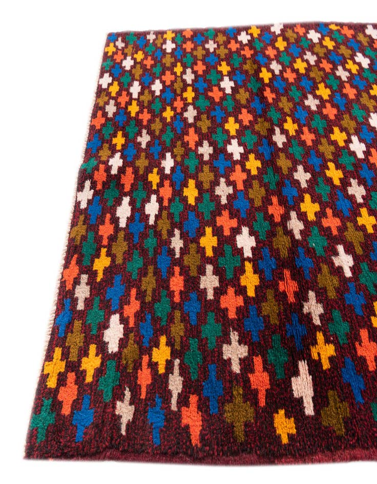 Detail image of  2' 10 x 9' 10  Hand Knotted Balouch Wool Runner Rug