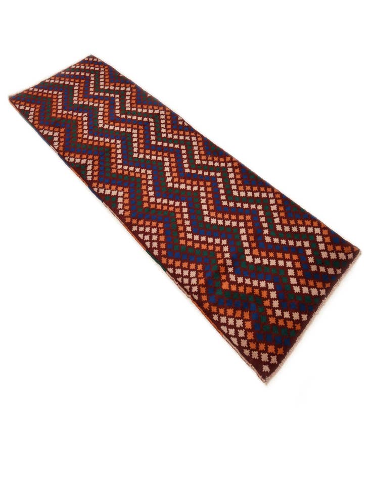 Detail image of  3' x 9' 5  Hand Knotted Balouch Wool Runner Rug