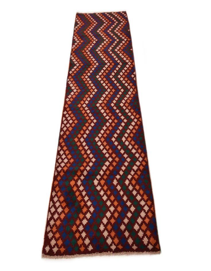 Detail image of  3' x 9' 5  Hand Knotted Balouch Wool Runner Rug