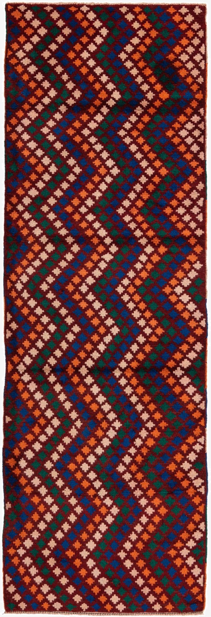  3' x 9' 5  Hand Knotted Balouch Wool Runner Rug