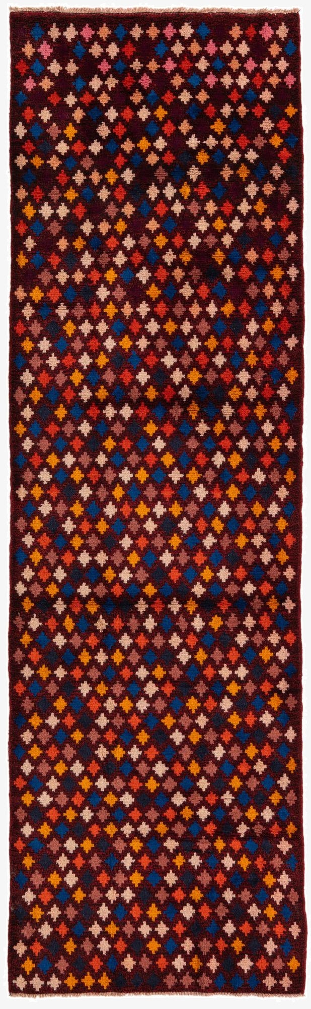  2' 11 x 9' 8  Hand Knotted Balouch Wool Runner Rug