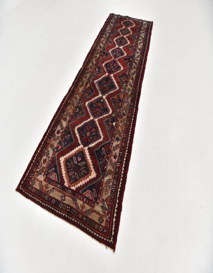 Detail image of  4' x 10' 10  Hand Knotted Chenar Persian Wool Runner Rug