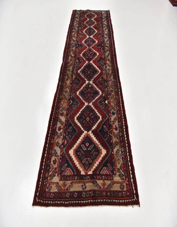 Detail image of  4' x 10' 10  Hand Knotted Chenar Persian Wool Runner Rug