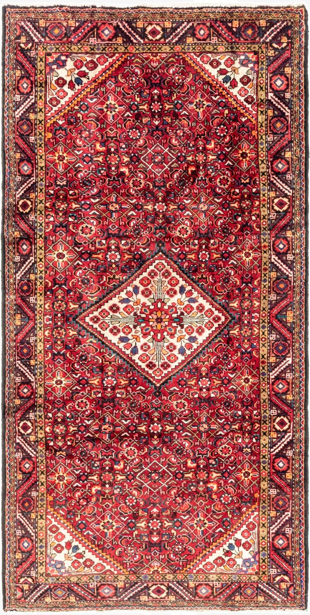  5' 4 x 11'  Hand Knotted Hossainabad Persian Wool Runner Rug