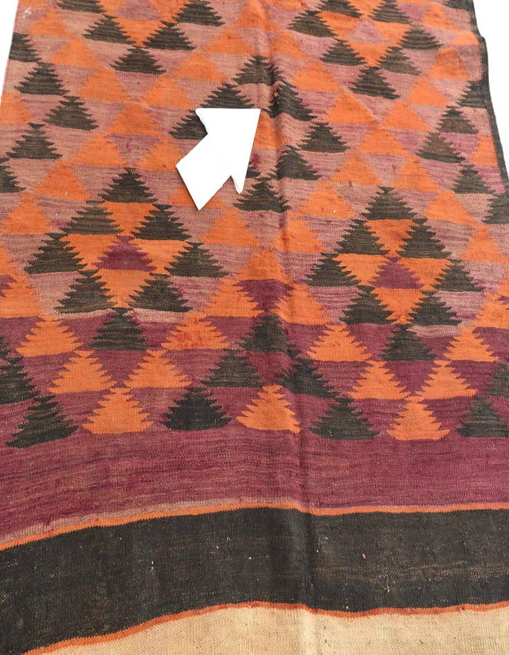 Detail image of  4' 5 x 11' 3  Hand Woven Kilim Afghan Wool Runner Rug