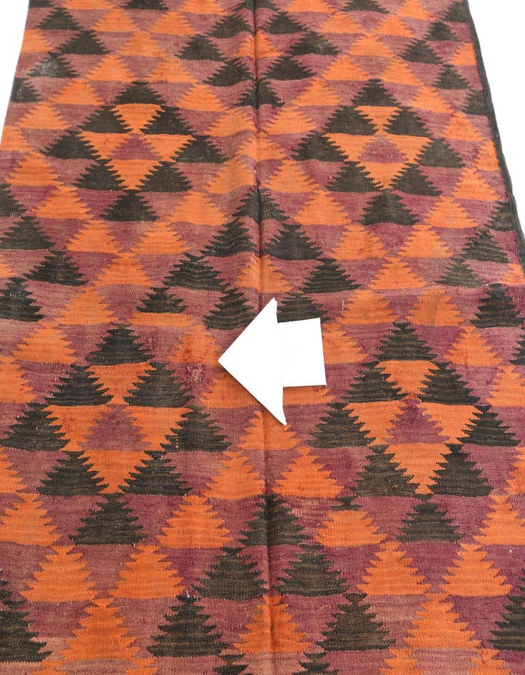 Detail image of  4' 5 x 11' 3  Hand Woven Kilim Afghan Wool Runner Rug