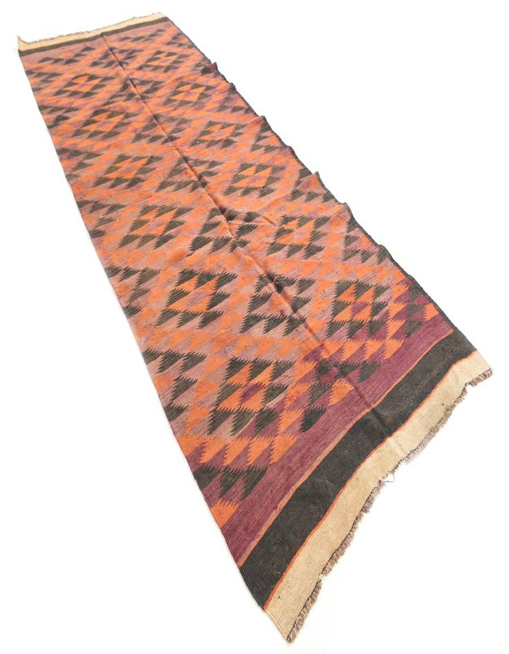 Detail image of  4' 5 x 11' 3  Hand Woven Kilim Afghan Wool Runner Rug