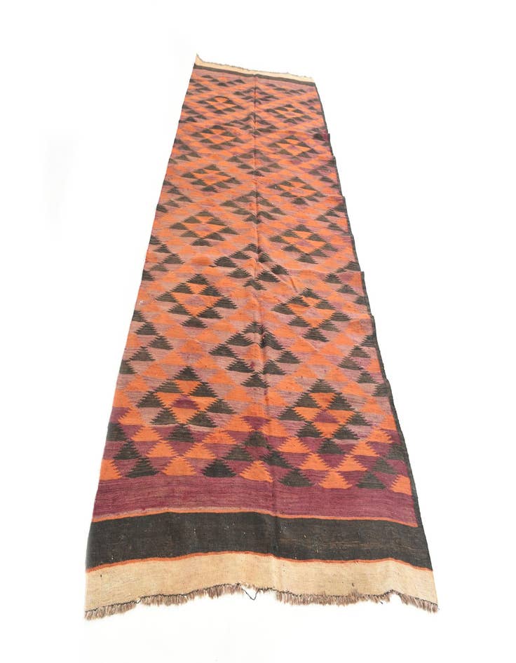 Detail image of  4' 5 x 11' 3  Hand Woven Kilim Afghan Wool Runner Rug