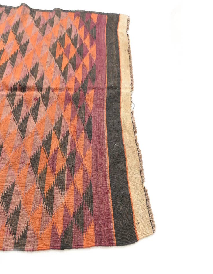 Detail image of  4' 5 x 11' 3  Hand Woven Kilim Afghan Wool Runner Rug