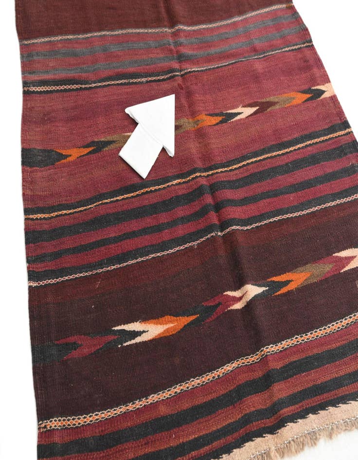 Detail image of  3' 4 x 10' 3  Hand Woven Kilim Afghan Wool Runner Rug
