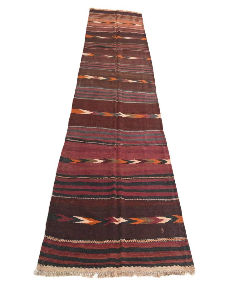 Detail image of  3' 4 x 10' 3  Hand Woven Kilim Afghan Wool Runner Rug