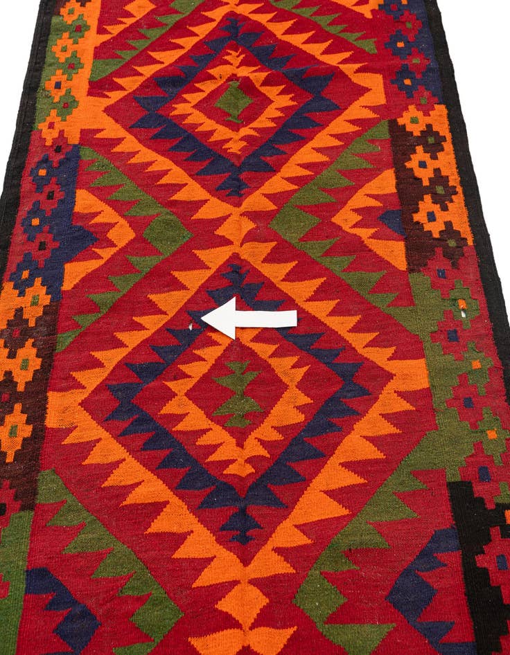 Detail image of  4' 7 x 11' 5  Hand Woven Kilim Afghan Wool Runner Rug