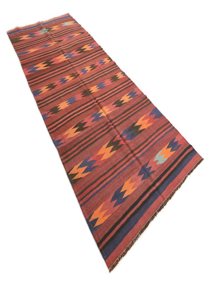 Detail image of  4' 1 x 9' 9  Hand Woven Kilim Afghan Wool Runner Rug