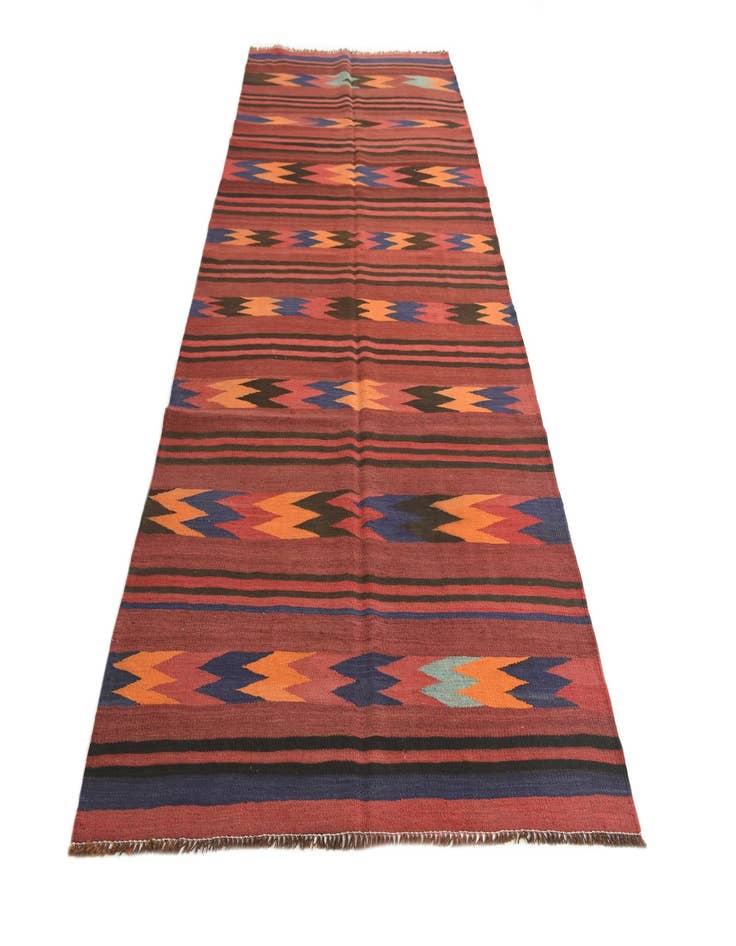 Detail image of  4' 1 x 9' 9  Hand Woven Kilim Afghan Wool Runner Rug