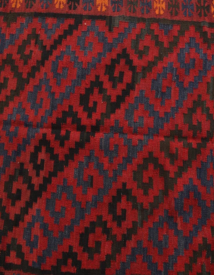 Detail image of  4' 7 x 15' 1  Hand Woven Kilim Afghan Wool Runner Rug