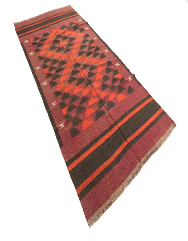 Detail image of  4' 2 x 9'  Hand Woven Kilim Afghan Wool Runner Rug