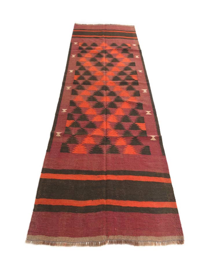 Detail image of  4' 2 x 9'  Hand Woven Kilim Afghan Wool Runner Rug