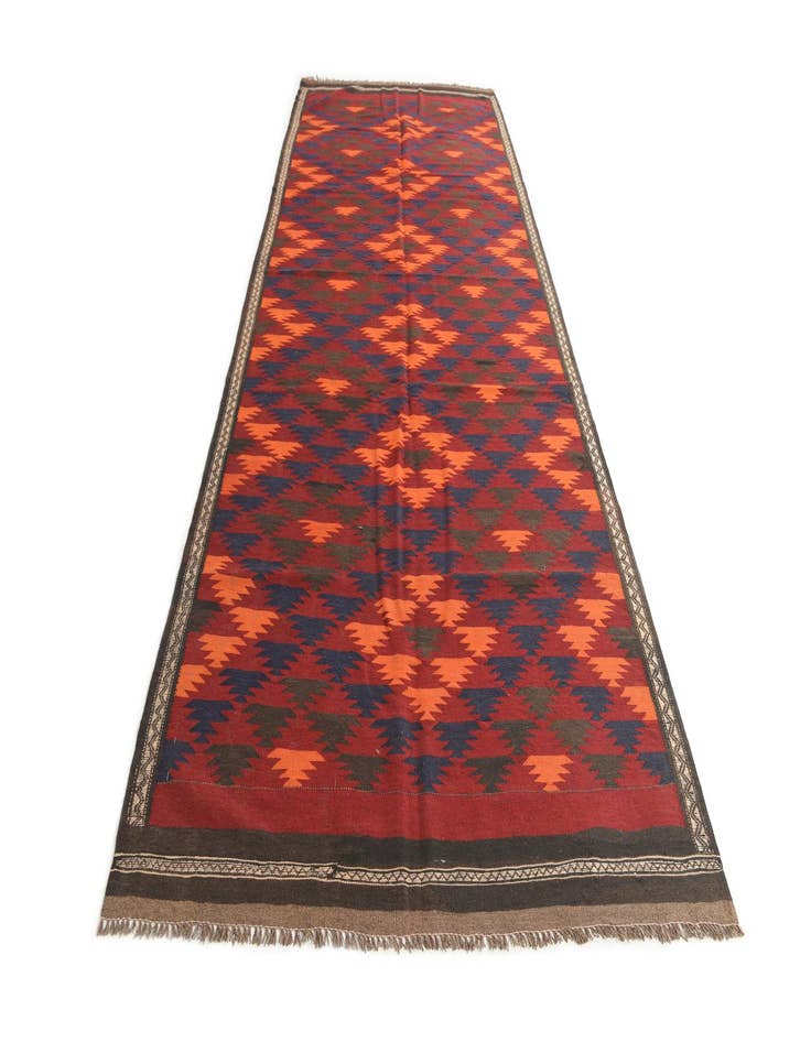 Detail image of  4' 10 x 12' 1  Hand Woven Kilim Afghan Wool Runner Rug