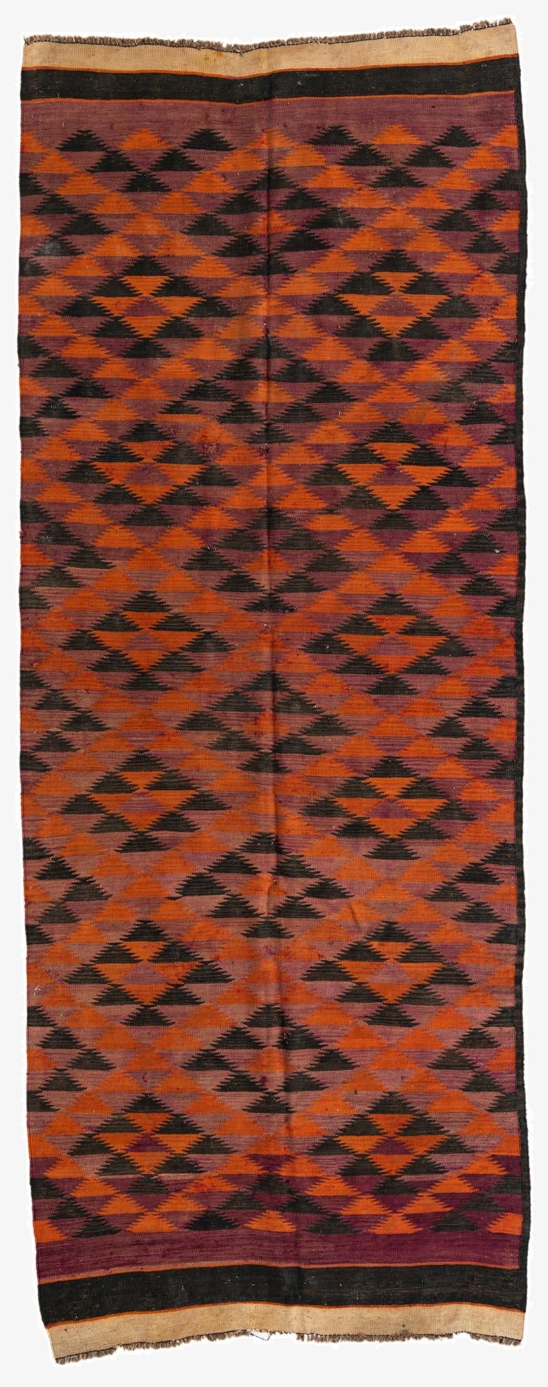  4' 5 x 11' 3  Hand Woven Kilim Afghan Wool Runner Rug