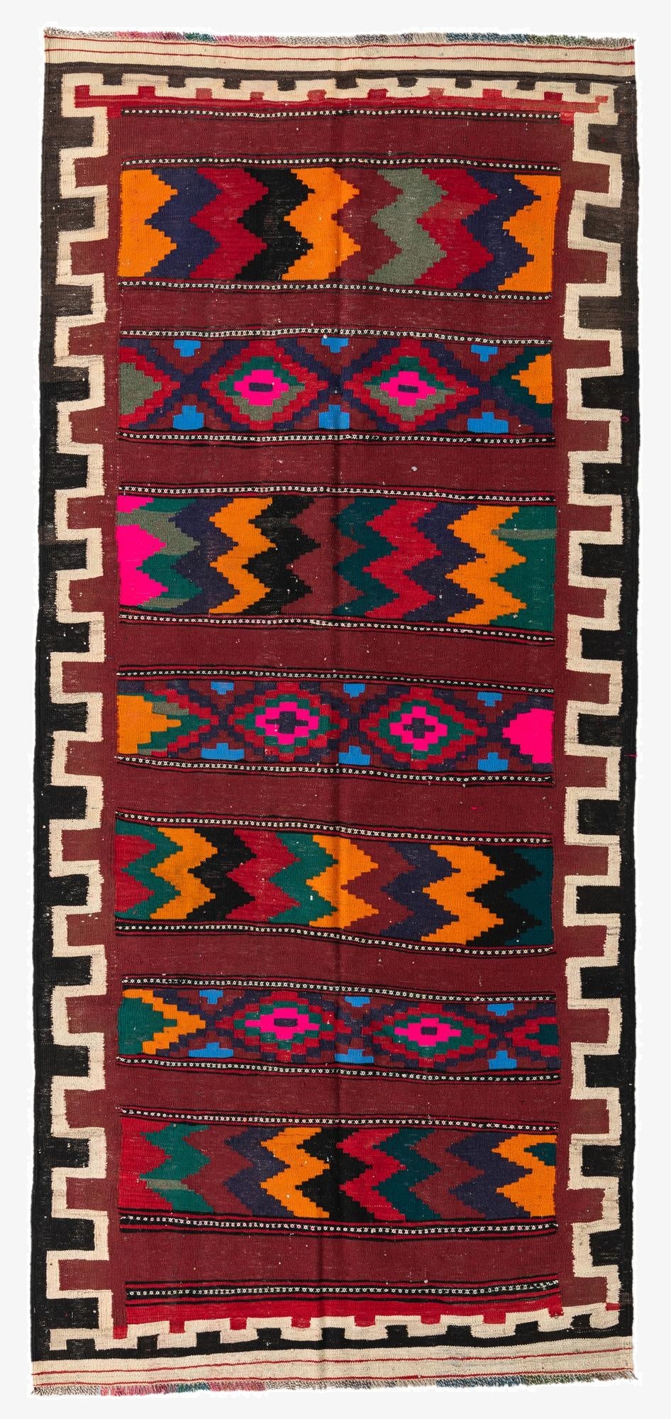  4' 4 x 9' 7  Hand Woven Kilim Afghan Wool Runner Rug