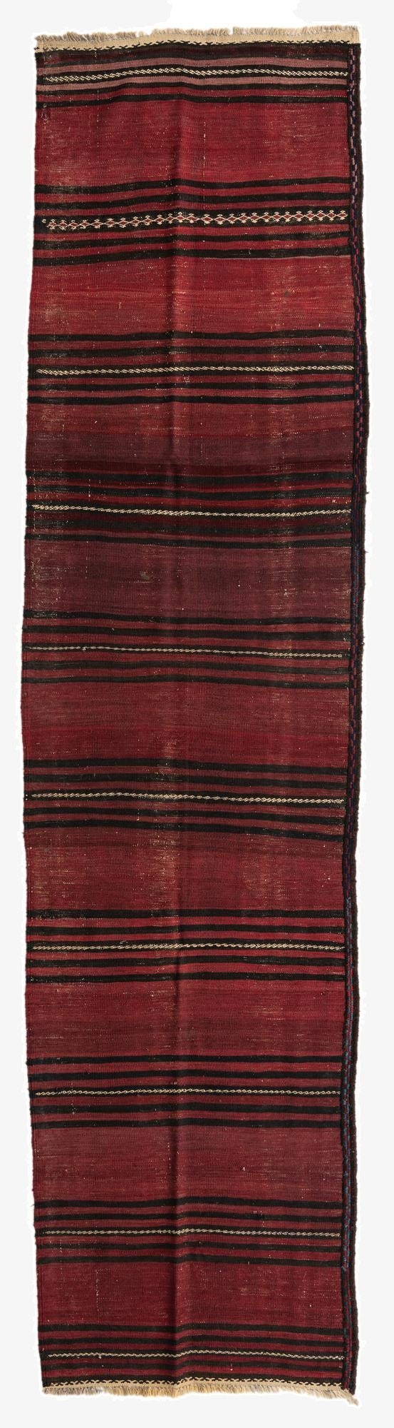  3' x 11' 9  Hand Woven Kilim Afghan Wool Runner Rug
