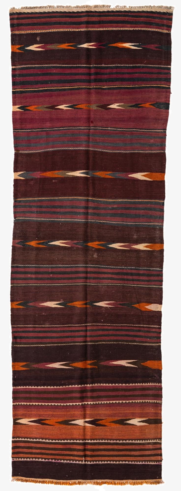  3' 4 x 10' 3  Hand Woven Kilim Afghan Wool Runner Rug
