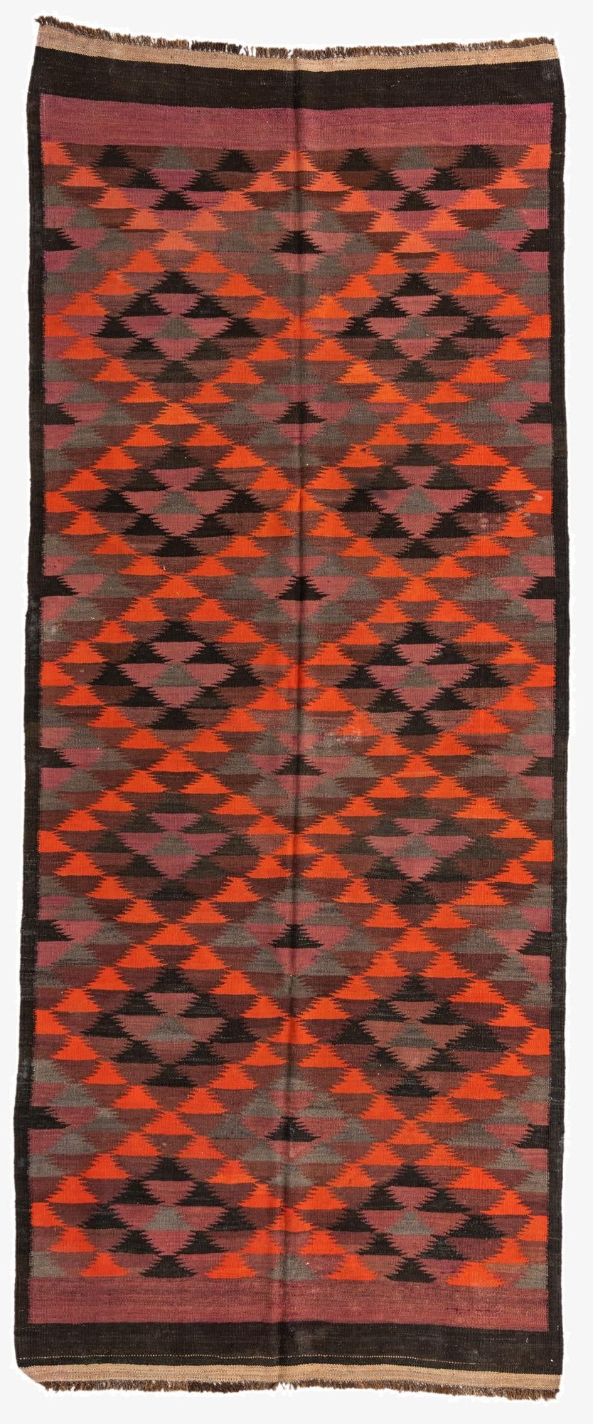  4' 9 x 11' 6  Hand Woven Kilim Afghan Wool Runner Rug