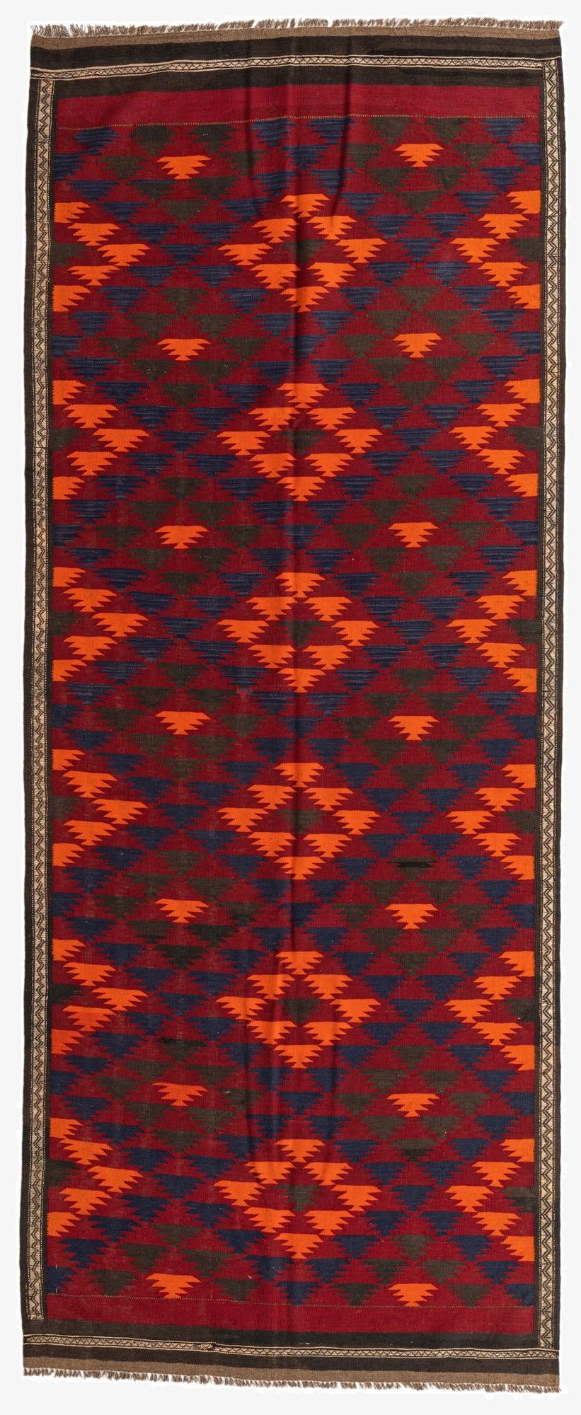  4' 10 x 12' 1  Hand Woven Kilim Afghan Wool Runner Rug