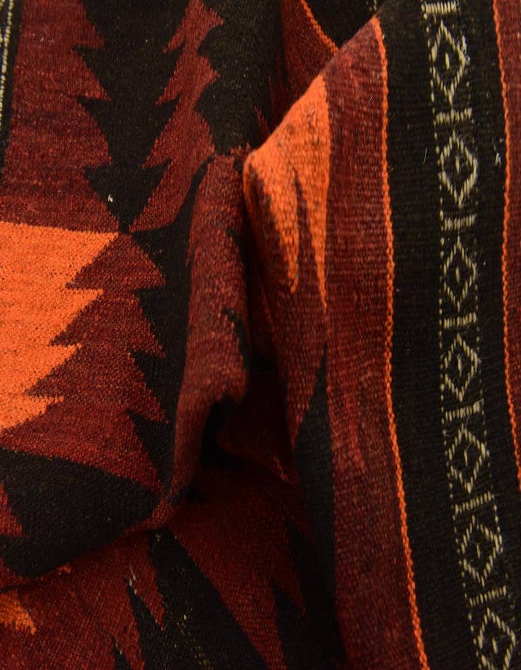 Detail image of  4' 3 x 12' 6  Hand Woven Kilim Fars Wool Runner Rug