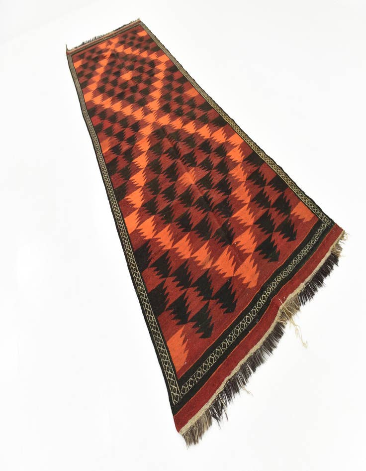 Detail image of  4' 3 x 12' 6  Hand Woven Kilim Fars Wool Runner Rug