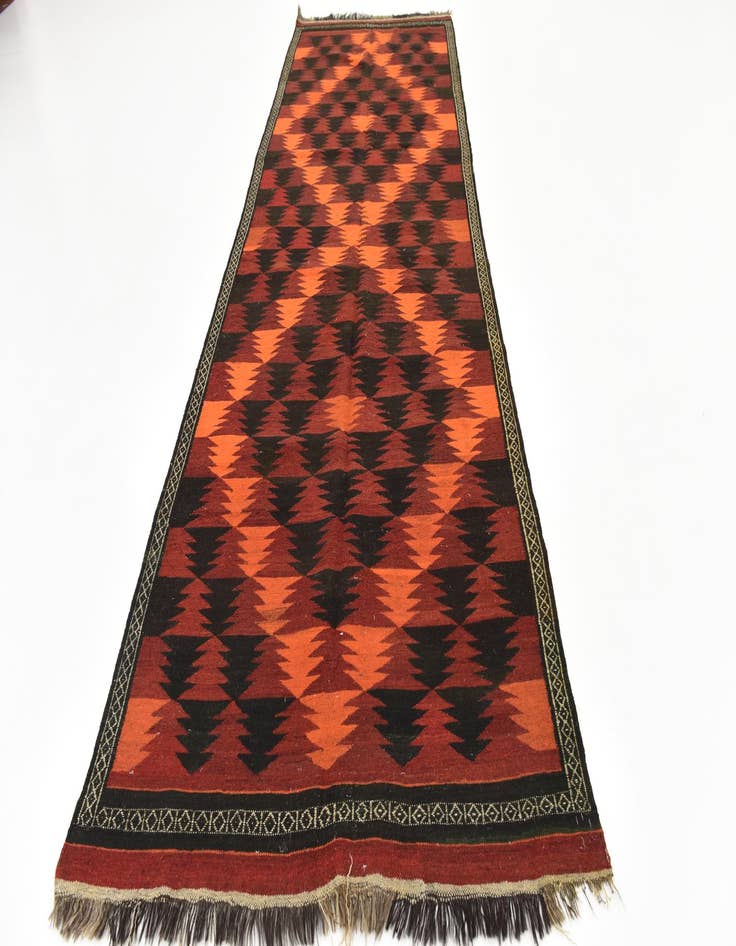 Detail image of  4' 3 x 12' 6  Hand Woven Kilim Fars Wool Runner Rug