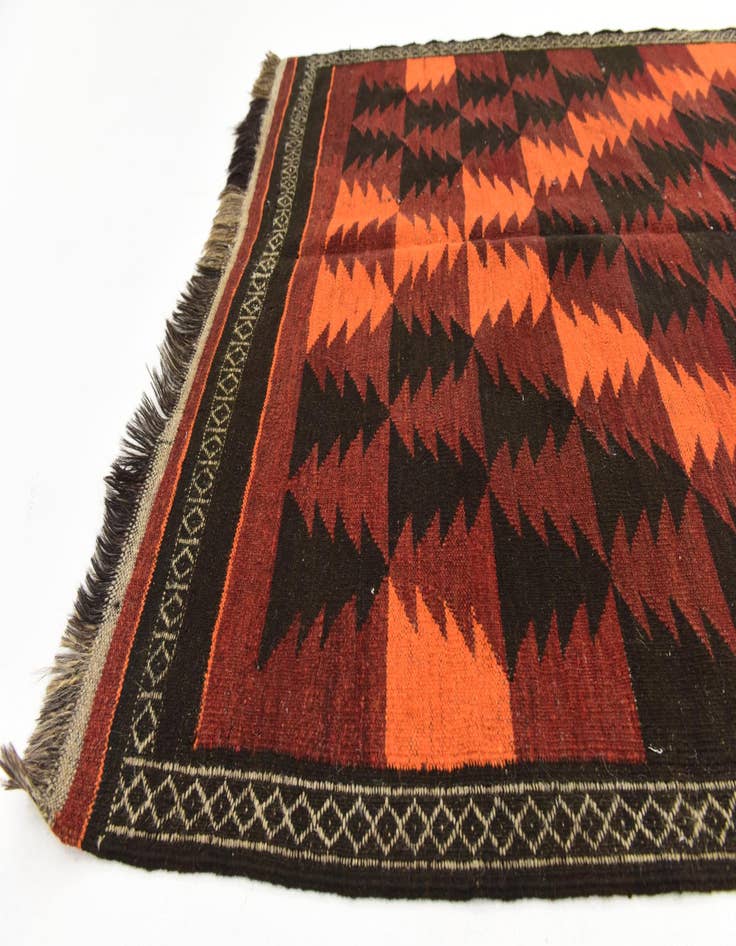 Detail image of  4' 3 x 12' 6  Hand Woven Kilim Fars Wool Runner Rug