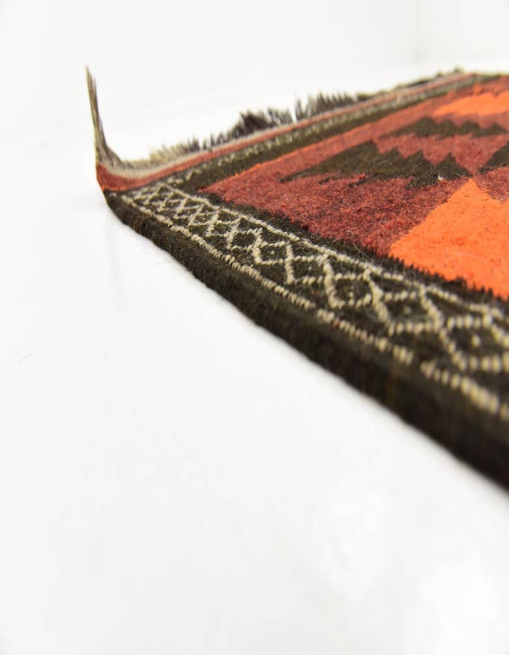 Detail image of  4' 3 x 12' 6  Hand Woven Kilim Fars Wool Runner Rug