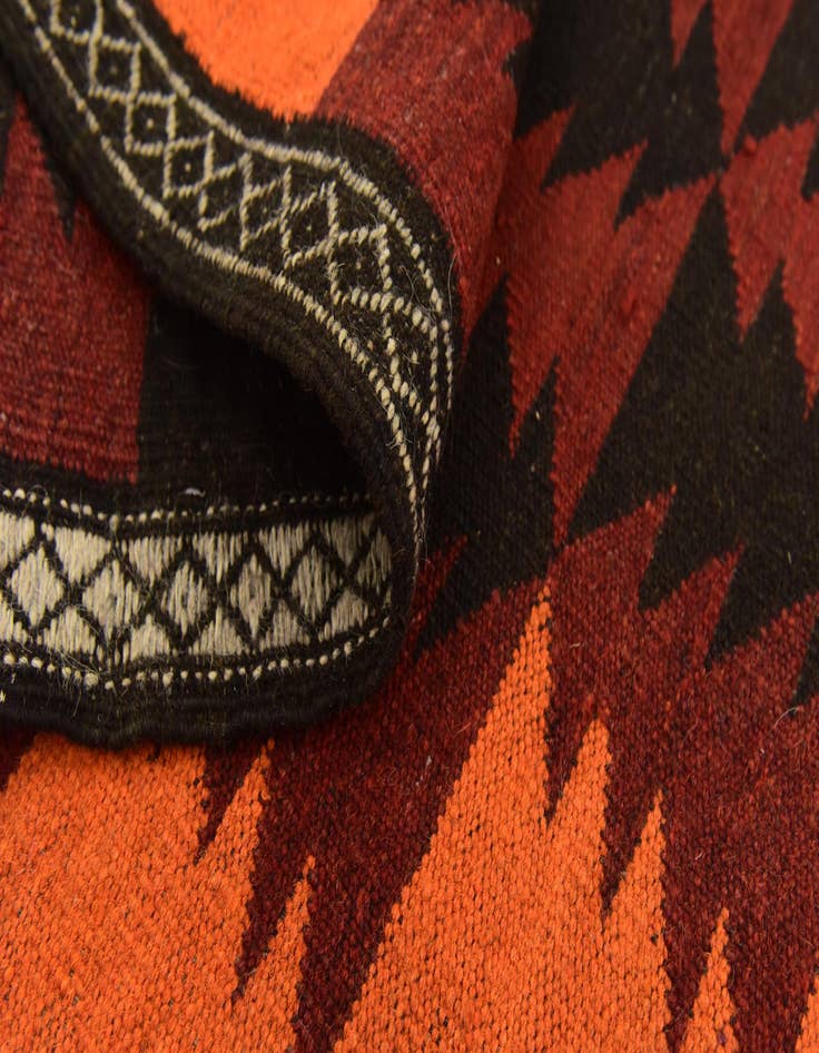 Detail image of  4' 3 x 12' 6  Hand Woven Kilim Fars Wool Runner Rug