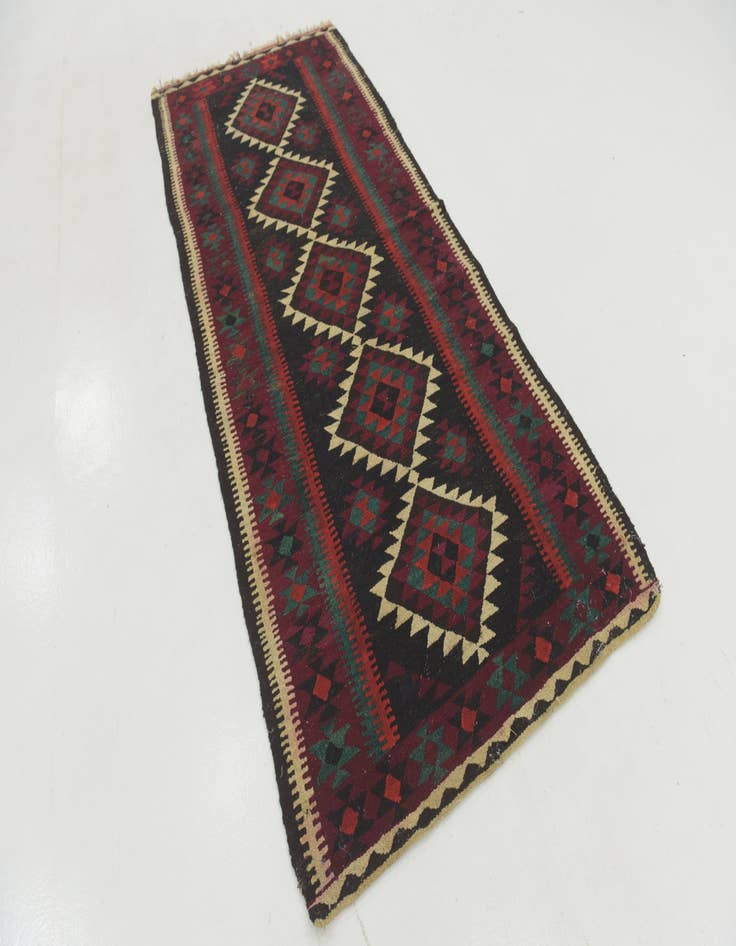 Detail image of  4' x 9' 4  Hand Woven Kilim Fars Wool Runner Rug