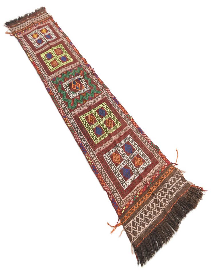 Detail image of  2' x 9' 6  Hand Knotted Kilim Fars Persian Wool Runner Rug