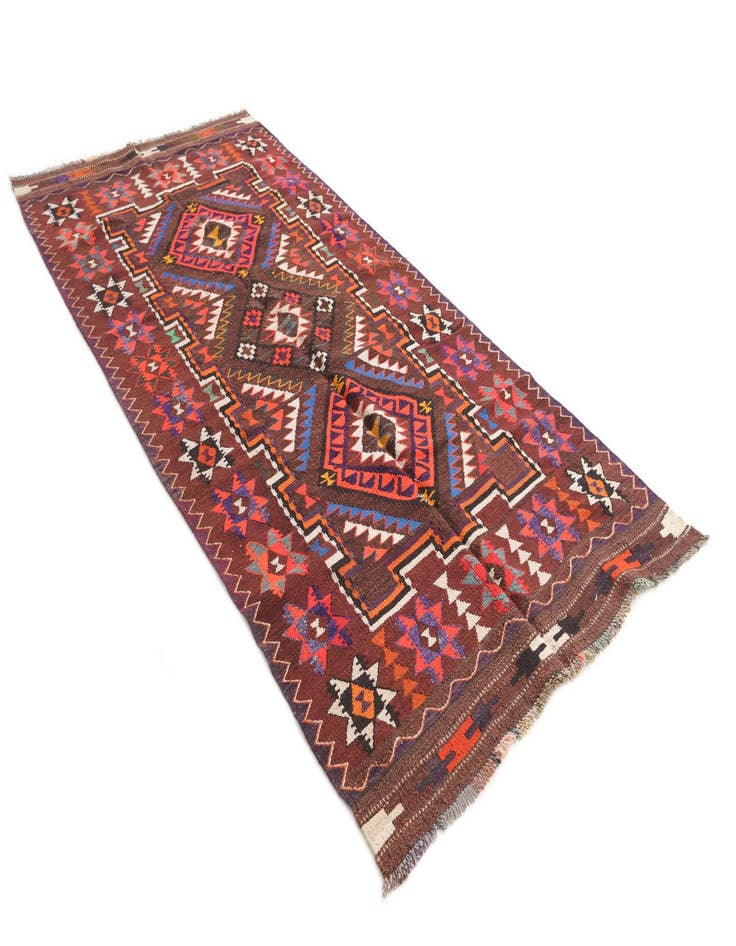 Detail image of  4' 7 x 9' 4  Hand Knotted Kilim Fars Persian Wool Runner Rug