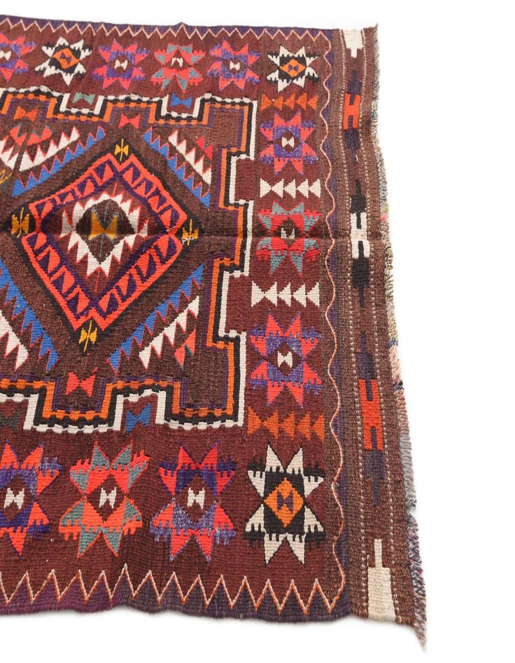 Detail image of  4' 7 x 9' 4  Hand Knotted Kilim Fars Persian Wool Runner Rug