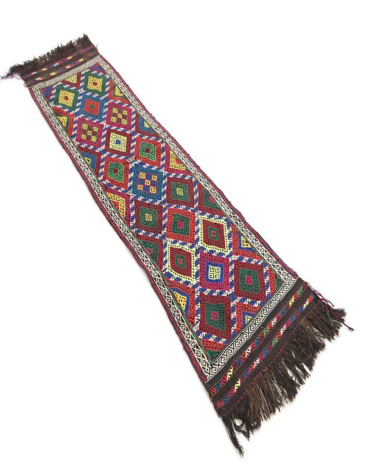 Detail image of  2' x 7' 4  Hand Knotted Kilim Fars Persian Wool Runner Rug