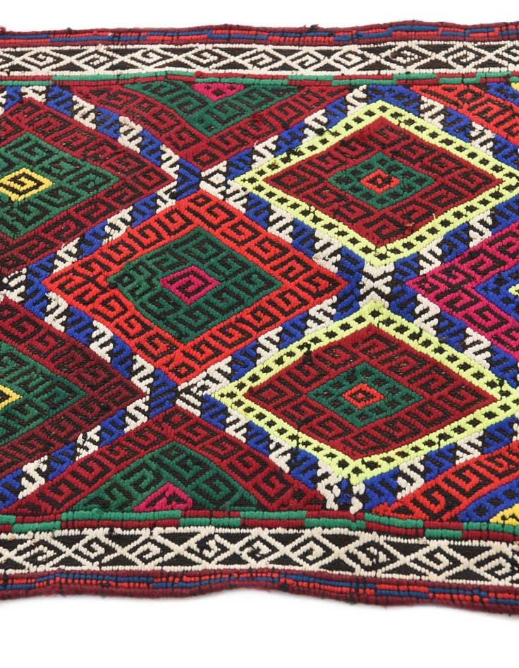 Detail image of  2' x 7' 4  Hand Knotted Kilim Fars Persian Wool Runner Rug